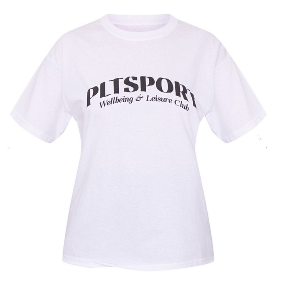 PRETTYLITTLETHING WHITE PLT SPORT OVERSIZED T-SHIRT L NEW